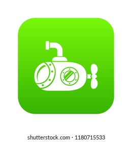 Bathyscaphe icon green vector isolated on white background