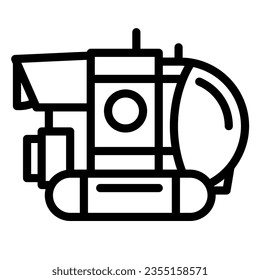 Bathyscaphe line icon, ocean concept, Military submarine sign on white background, underwater bathyscaphe icon in outline style for mobile concept and web design. Vector graphics