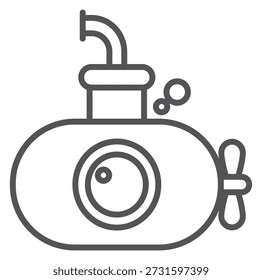 Bathyscaphe line icon. Underwater diving vessel symbol