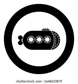Bathyscaphe Underwater boat ship Submarine icon in circle round black color vector illustration flat style image
