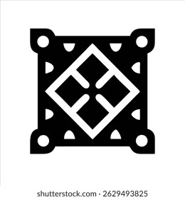 Batik abstract design object icon design black and white with bold outline 