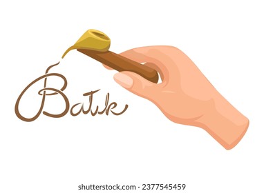 Batik Art Canting Writing Cartoon illustration Vector