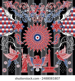 batik art pattern of friendship between Indonesia and America