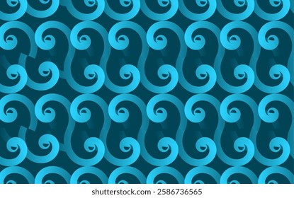 Batik background with blue spiral ornaments, vector design