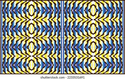 batik background with dark brown, dark blue, light blue, yellow and white motifs