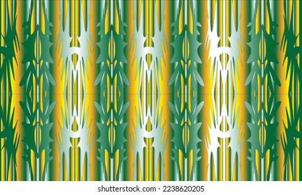 batik background with dark green, yellow, orange and white motifs
