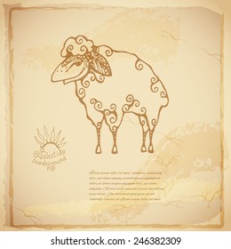 Batik background with sheep