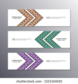 Batik Banner Template, Indonesian art with floral modern layout background vector design
