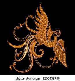 batik. batik bird, black. printed on fabric. garment. used as material for making clothes or dresses for special occasions such as weddings, meetings, official clothing etc. Vector illustration