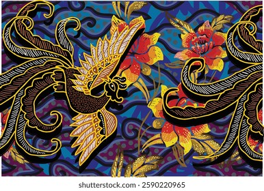 Batik Bird Motif with unique variations. Very beautiful batik motif from Indonesia