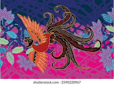 Batik Bird Motif with unique variations. Very beautiful batik motif from Indonesia
