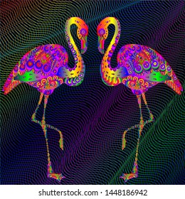 batik birds with elegant colorful background