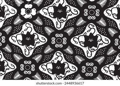 Batik Black And White Background Wallpaper