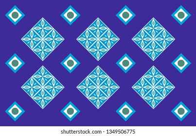 Batik blue winter flowers