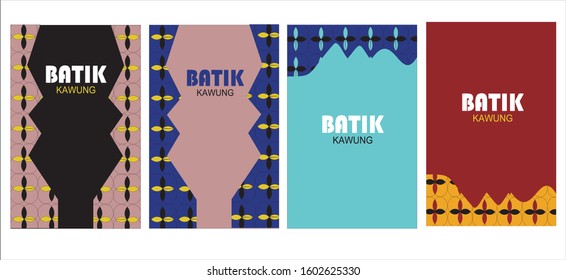 Batik book cover wallpaper set - 4 pieces of batik book cover wallpaper: batik kawung seamless pattern
