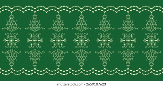 Batik Border Pattern Seamless Classic Ethnic Vintage Retro Damask Embroidery Floral