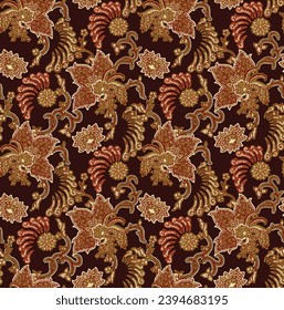 Batik Classic Seamless Vector Pattern Editable For Printing Textile or wallpaper 