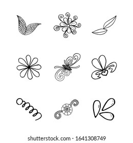 "Batik" collection set design icon. Sketch icon isolated on background. Hand drawn sketch.
