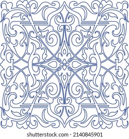 Batik Culture Decorative Ornamental Panel Art Free Background Image Blue Color Vector