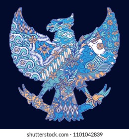 batik culture on garuda silhouette illustration