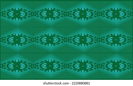 Batik with dark green and light blue motifs