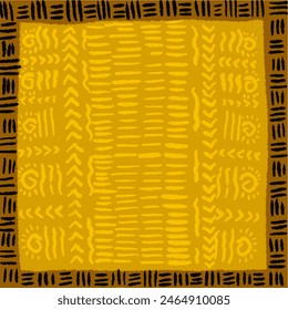 Batik design, african folk style in yellow and brown colors