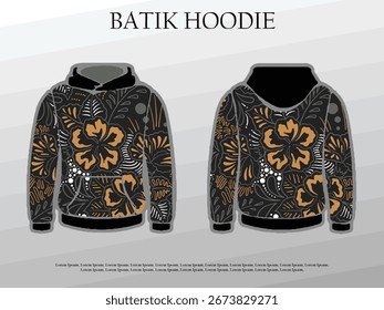 batik design with front and back view of hoodie mockup