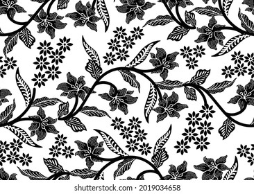 Diseño de batik, repetición de textura floral, patrón moderno, fondo, decoración. Patrón Art Deco Batik Seamless. Vector, EPS 10
