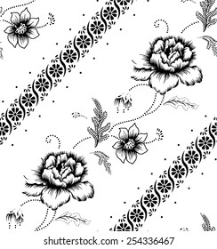 Batik fabric for the beautiful design of the background and stripes.