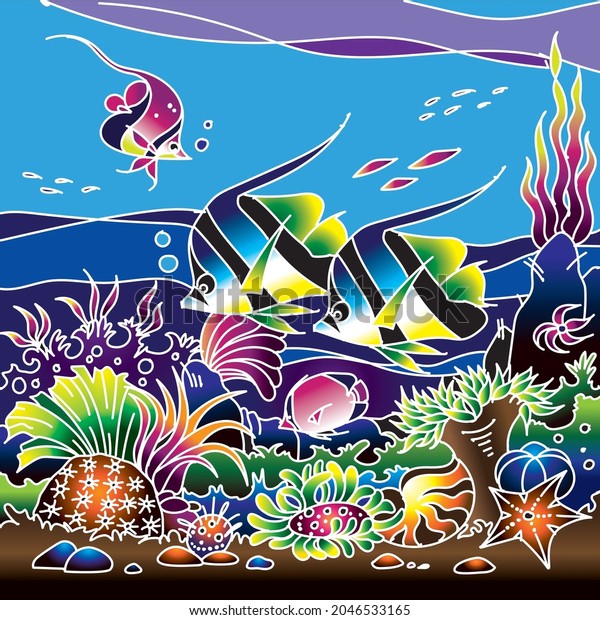 Batik Fish Pattern Phuket Thailand Stock Vector (Royalty Free ...