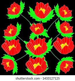 batik flower with a black background that has a natural nuance that CHARMS