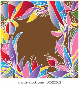 batik flower and butterfly decorative frame