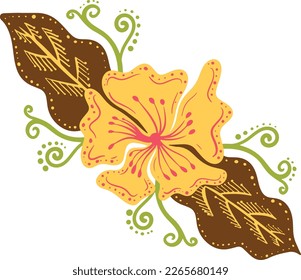 Batik flower decoration hand drawn illustration