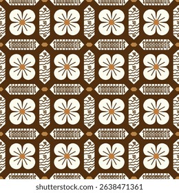 Batik Flower Pattern Indonesia Javanese Ornament Ethnic Fabric Culture Vintage floral