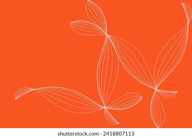 batik flower petal motif with white stripe color and deep orange background with small black dots textures.