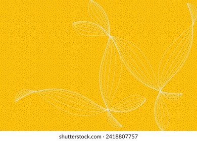 batik flower petal motif with white stripe color and amber background with small black dots textures.