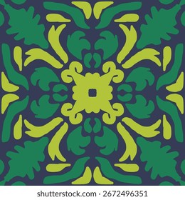 Batik geometric green pattern art