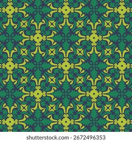 Arte de patrón verde geométrico de Batik