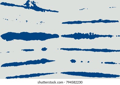 Batik Geometric Vector Watercolor Stripes Seamless Summer Pattern. Minimalist Shibori Folk Tie-Dye. Hipster Grunge Boho Indigo Abstract Japanese Fabric Texture. Ethnic Textile Background