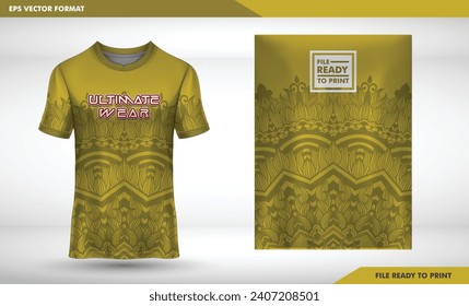 batik gold pattren texture Sports t-shirt jersey design concept vector, sports jersey concept with front view. New Cricket Jersey design concept for soccer, Badminton, Football and volleyball