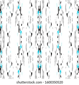 Batik, Hand Drawn. Paint Texture Seamless Pattern. Tribal Texture. Hand Drawn Painted. Blue Gray Ethnic Folk Old Canvas.  Medallion Graphic Shibori Design.