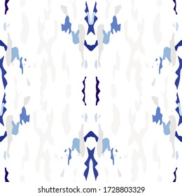 Batik, Mano Cortada. Dibujar el patrón sin soldadura de textura. Textura tribal. Mano Dibujada Pintada. Ropa vieja de verano azul cian folk.  Medallón Ornamental Shibori Imprimir.