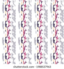 Batik, Hand Drawn. Paint Texture Seamless Pattern. Tribal Texture. Hand Drawn Painted. Rose Gray Tribal Ethnic Folklore Canvas.  Ornamental Geometrical Ikat Mosaic.