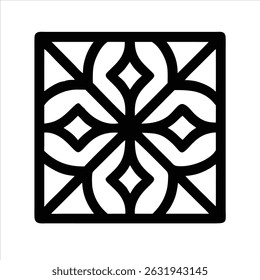 batik icon modern illustration art design black and white silhouette with bold outline 