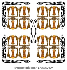 Batik image patterns with ethnic motifs, vector illustrations, suitable for fabric print designs