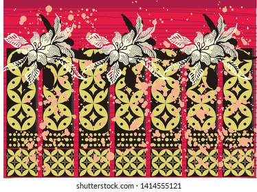 Batik Indonesian: is a technique of wax-resist dyeing applied to whole cloth, or cloth made using this technique originated from Indonesia.