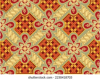 Batik Indonesian: is a technique of wax-resist dyeing applied to whole cloth, or cloth made using this technique originated from Indonesia. EPS 10 Vector