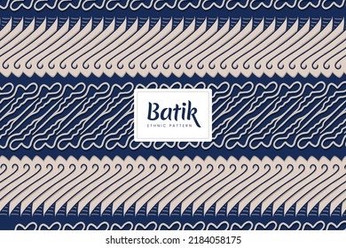 Batik Indonesian traditional decorative floral patterns Vector Blue Cream