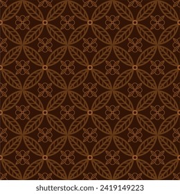 Batik Kawung, Indonesian Javanese batik with floral seamless pattern, Vector Background.