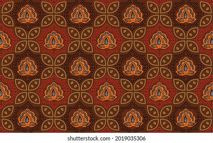 Batik Kawung, Javanese Batik Seamless Pattern, Batik design, repetition  modern pattern, background, decorative. Seamless Pattern. Vector, EPS 10